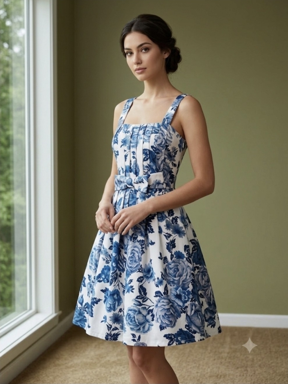 Blue Floral Mini Dress